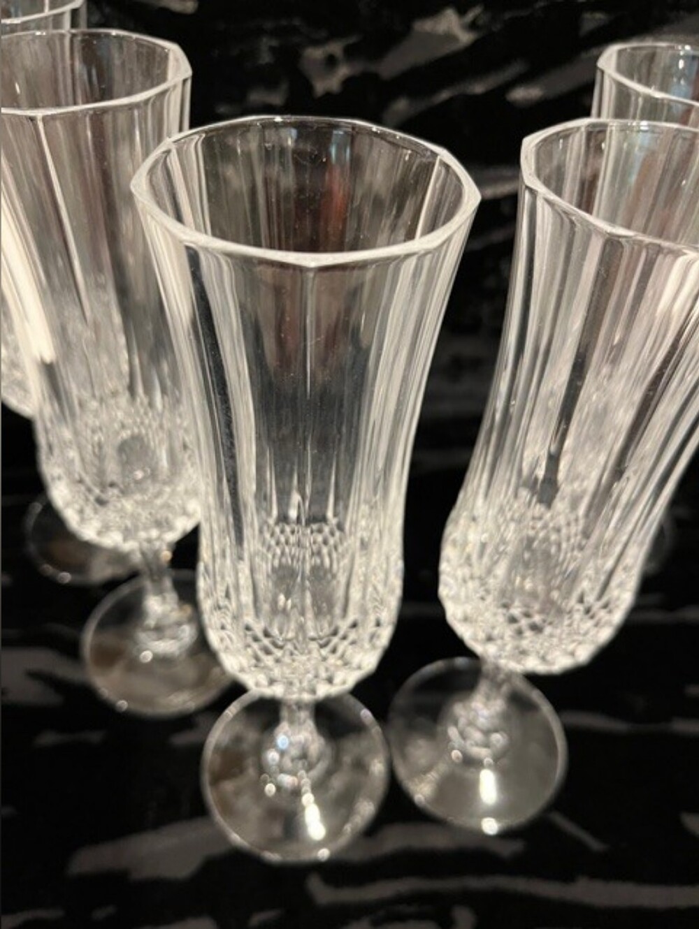 Longchamp‎ By Crystal D'Arques Paris Set Of 6 Elegant Fluted Champagne Stems - Picture 4 of 8